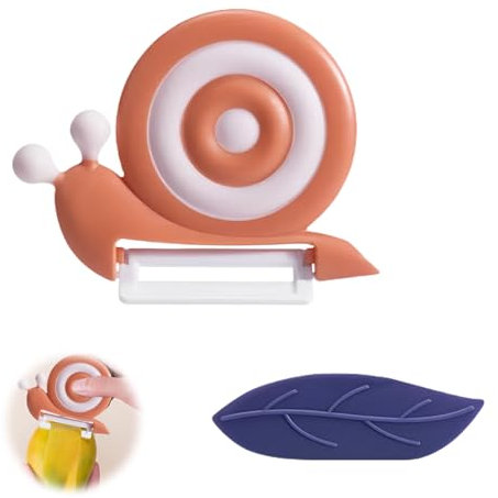 LUMOOM Sparschäler Schnecken, Sparschäler Kartoffelschäler Kinder, Keramik Kartoffelschäler, Gemüseschäler mit Rutschfester Griff, Ergonomischer Spargelschäler für Obst, Gemüse (Orange)