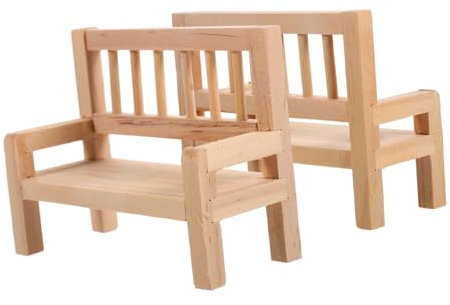 2 Stück Gartenbank Puppenhaus Möbel Zubehör für Kreative Wohnszene Detailgetreu und Lebendig für Schlafzimmer Wohnzimmer oder Praktische Deko für Mini Häuser