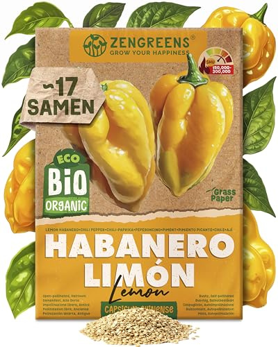 ZenGreens® - Bio Habanero Limón Samen - Habanero Limónsamen - Chilisamen für den einfachen Anbau im Garten, Balkon oder Hochbeet - Saatgut - Chilli-Paprika