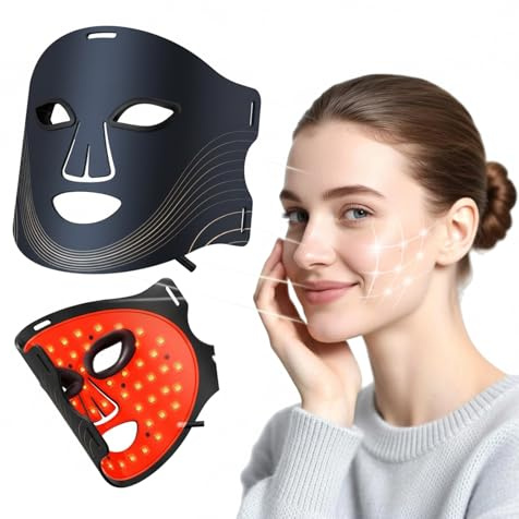 SOVARC LED Gesichtsmaske mit 180 LEDs & 4 Lichttherapien (Rot, Blau, Infrarot, Lila) für Anti-Aging und Akne, Wiederaufladbare Silikon-Maske für strahlende Haut