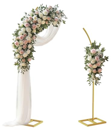 Acidea Arch Stand Set of 2, 2.4m&1.9m Metal Balloon Arch Frame with Balloon Arch Tape and Balloon Glue Dots, Balloon Arch Kit for Ceremony Wedding Birthday Anniversary Bridal Baby Shower Decoration