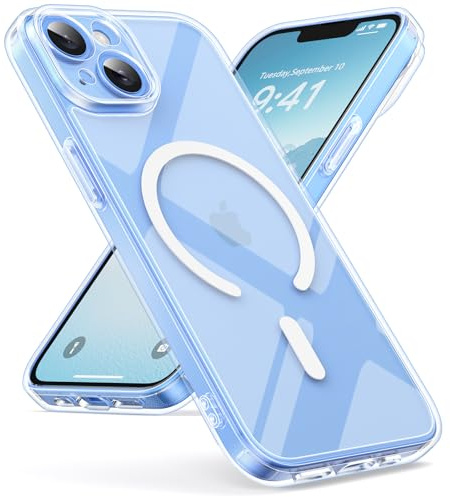 Oududianzi - Magnétique Coque pour iPhone 13 Magsafe Case, Transparent | Housse de Arrière Translucide Givrée PC, TPU Silicone Bumper Étui Protection Antichoc Militaire Anti-Empreintes