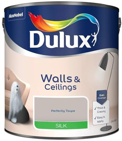 Perfectly Taupe Walls & Ceilings Silk Emulsion Paint 2.5 L – Smooth Washable Silk Finish, Quick Dry, Low-VOC, Easy Application for Interior Walls & Ceilings