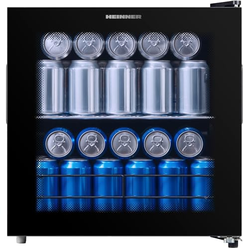 HEINNER HBC‑M44BKE – Kompakter Mini‑Bar Kühlschrank – 44 L Kapazität – Mechanische Temperaturregelung – Reversible Tür – Energieeffizienzklasse E – Schwarz – 5 Jahre Garantie