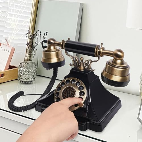 Telefono rotativo retrò, telefono fisso vintage per casa, hotel, decorazione di nozze, telefono classico con filo