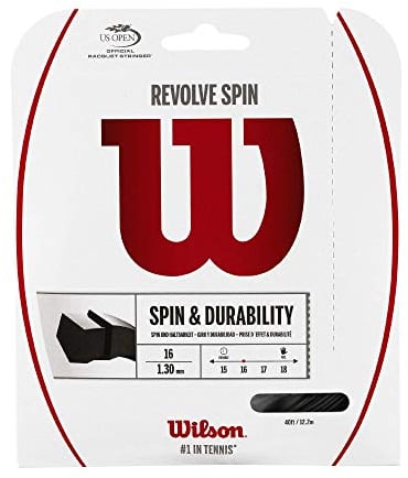 Wilson WRZ957000 Corda da Tennis Revolve Spin, 12.2 m, Unisex, Nero, 1.30 mm