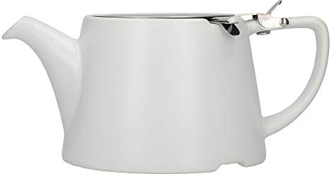 London Pottery Company 43220 - Tetera ovalada con infusor para té suelto, gres., gres, satén blanco, 3 Cup Loose Leaf Teapot