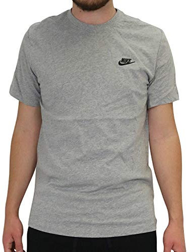 Nike Herren Sportswear Club T-Shirt, Dark Grey Heather/Black, XL