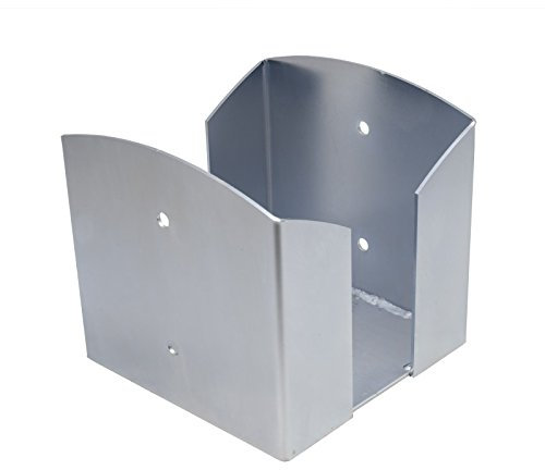 GRUNDLINE - Stützenfuß Pfostenträger Pfostenanker, mit rechteckiger Basis, aus Stahl, aufschraubhülse - PSPW, 202x202x200 mm - verzinktes Silber - für Zäune, Unterstände, Carports, Pergolen