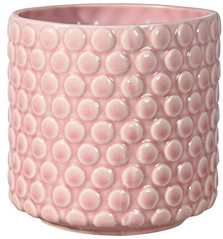 Bloomingville Blumentopf Dot Retro Übertopf Vintage Pflanztopf für Zimmerplanzen S (12,5 cm ø) Öffnung: 11 cm ø, rosa, Keramik