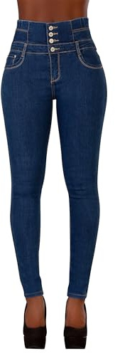 Glook Mujer Pantalones Vaquero Skinny Push Up Pantalones Elástico Jeans Cintura Alta
