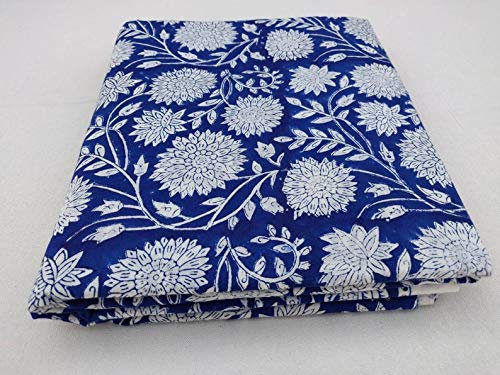 Traditional Jaipur Bedruckter Baumwollstoff Handbedruckter indischer Stoff, weicher Baumwollstoff von The Yard, Jaipuri-Baumwoll-Kurti-Druckstoff für Sommerkleid (2.5 Yards)
