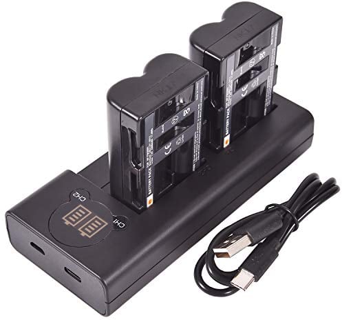 DSTE 2x NP-FM500H Replacement Battery + Dual USB Charger with LCD Display Compatible with Sony a200,a300,a350,a700,Alpha a58, a99,DSLR-A100/B,DSLR-A100K/B,DSLR-A100W/B,DSLR-A300,DSLR-A300K Camera