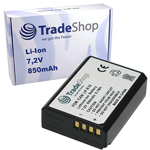 Trade-Shop Batterie Li-ion de rechange 850 mAh pour Canon LP-E10 compatible avec Canon EOS 1100D 1200D 1300D 2000D 4000D Rebel T3 T5 T6 Kiss X50 X70