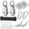 TooTaci M20 Umlenkrollen Edelstahl 304, Seilrolle Umlenkrolle set mit 4mm Nylon Riemenscheibe Seil 20M, Karabinerclip, Längliche Augenkissenplatte, Stollenhaken, Umlenkrollen für seile
