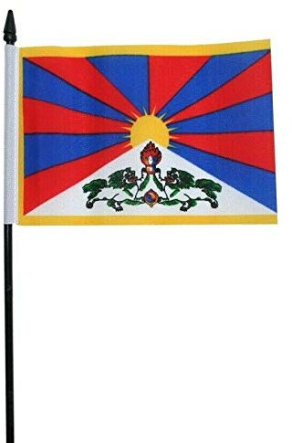 Bandera de Tibet con forma de bandera de 15 x 10 cm