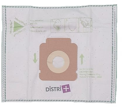 Distri+ - Staubsaugerbeutel kompatibel mit Hoover FREESPACE, CAPTOR, BRAVE, CAPTURE, H58, H63, H64, SPRINT, FLASH.- Beutel mit 5 Mikrofaserbeuteln