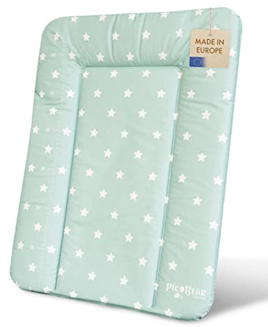 pic Bear Wickelauflage - hochwertige OEKO-TEX Wickeltischauflage - pflegeleichte Wickelunterlage - Auflage Wickelkommode - 50 x 70 cm - Sterne celadon