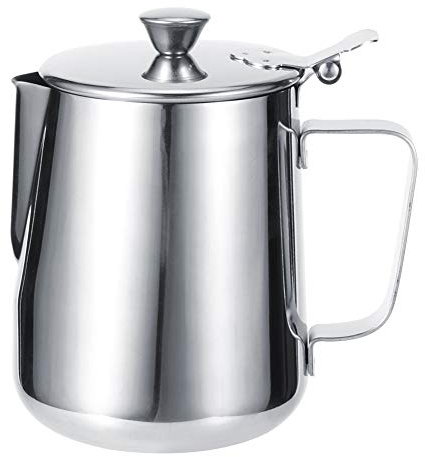 Bricco per Latte,Latte Schiuma Tazza in acciaio inossidabile Addensare Brocca Caffè Brocca Latte Art con coperchio per caffè a casa Latte Art Coffee Shop(1000ml)