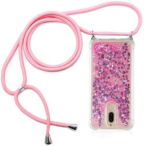 Wishcover Handykette kompatibel mit Huawei Mate 10 Lite, Glitzer Treibsand Transparent Silikonhülle mit Band, Stylische Kette für Mate 10 Lite