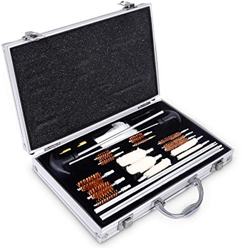 GOPLUS Kit de Nettoyage pour Pistolet, Kit d'entretien pour Arme Carabine avec Boîte en Aluminium