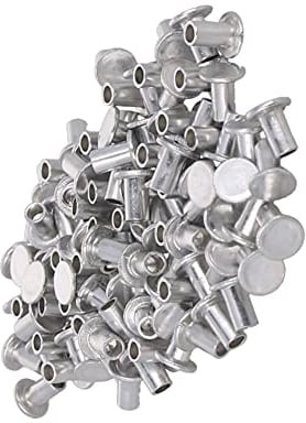 Yinpecly Remaches semitubulares de cabeza plana de aluminio de 0,1 x 0,5 cm (D x H) para sujetar piezas de trabajo, tono plateado 200 unidades