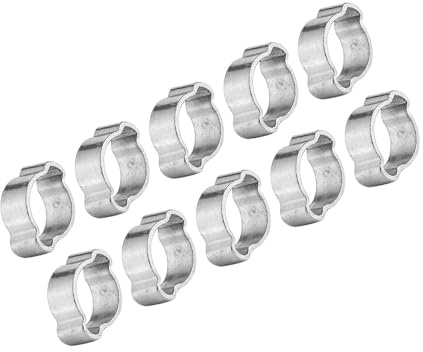 Hose Clamps, Hose Clip, Hose Fastener, 10pcs Zinc Plated Stainless Steel Two-Ear Hose Clamp 5-23mm for Fule Petrol Pipe Tube(15-18MM)