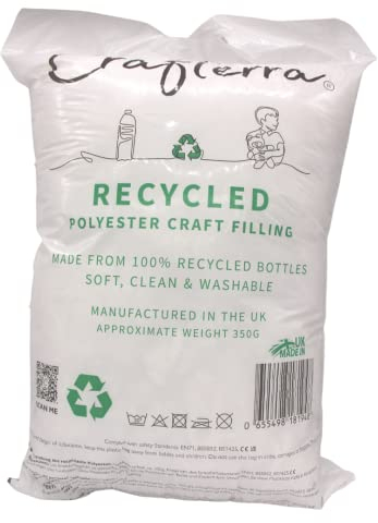 Recycled Large soft Toy Filling stuffing for Plush knitted toys, Cushions and Pillow filler, art and crafts. Made in the UK from Recycled Plastic Bottles. 350g