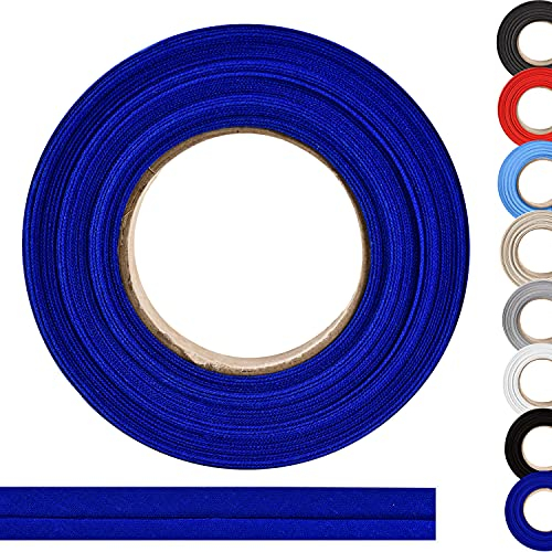 ME:NaMa Schrägband aus 100% Baumwolle - 10 m x 18 mm (gefalzt) - Hochwertiges Einfassband, Baumwollband, Schrägband - Ideal zum DIY-Nähen - In Belgien hergestellt, auf Einer Rolle (Dunkelblau)