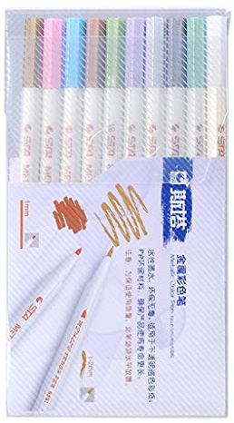 WOWOWO 10 Farben Epoxidharz Metallic Permanent Marker Umriss Perlglanz Zeichenstifte