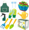 Pelle & Sol 10PCS Kids Gardening Tool Set - Children's Garden Tool Kit Shovel Rake Trowel Sprayer Gloves Apron Watering Can with Canvas Tote Bag, Outdoor Tools Fun Toys Gift Sets for Boys, Girls