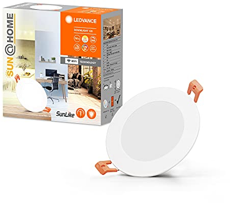 LEDVANCE SUN@HOME LED Einbaustrahler weiß, versenkbare Vollspektrum LED Lampe, CRI 95, Sonnenlicht bis Kamin (2200-5000k), 8W, 700 Lm, 120 Durchmesser, SUN@HOME Wandleuchte Downlight Slim 120 mm