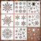 8 Stücke Weihnachten Schneeflocke Schablone PET Große Schneeflocke Schablone Malerei Winter Schablonen Wiederverwendbare Urlaub Schablonen Zarte Vorlage Schneeflocken für DIY Handwerk