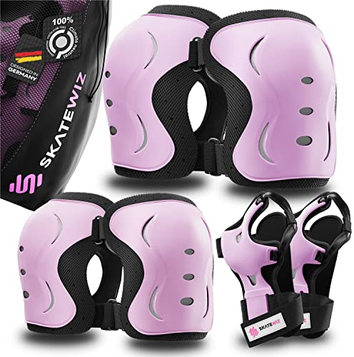 SKATEWIZ Schoner Inliner Kinder Knieschoner Kinder - Knieschützer - Protektoren Set - Knie und Ellenbogenschützer - Skateboard, Rollschuhe, BMX, Scooter - Impact Größe XS Pk Schwarz