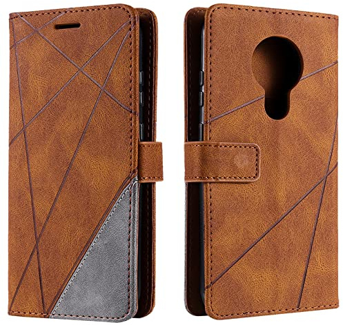 Vankii Kompatibel mit Nokia 5.3 Hülle, Flip Wallet Handyhülle PU Leder Brieftasche Tasche Case Stoßfeste Schutzhülle [Kartenschlitzen] [Magnetverschluss] [Standfunktion] (Braun)