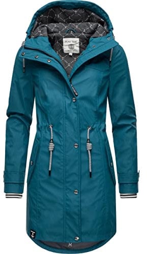 Peak Time Damen Regenjacke Regenmantel Jacke wasserdicht mit Kapuze L60042 Petrol22 Gr. XS