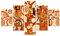 Lupia - Quadro Moderno 5 Pezzi in Legno Vogue 66X115 cm L'Albero della Vita, per Soggiorno, Camera da Letto