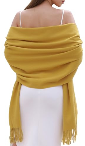 SWAT PANY Schal Gelb Pashmina Schals Tücher für Damen Winterschal Stola Damen Festlich Warm