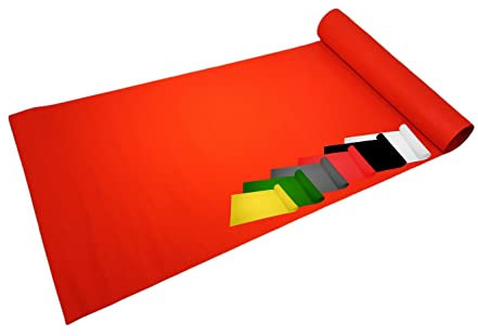 MadeInNature - Tapis de Passage Longueur aux Choix de Cannes - Blanc, Gris, Noir, Jaune, Bleu, Vert - Moquette pour Mariage, Anniversaire (Rouge 1x5m)