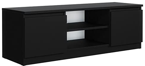 meble masztalerz TV Schrank Schwarz Matt mit 2 Ablagen und 2 Türen, 120 cm, Lowboard, Stehender RTV Schrank, Wohnzimmer Möbel