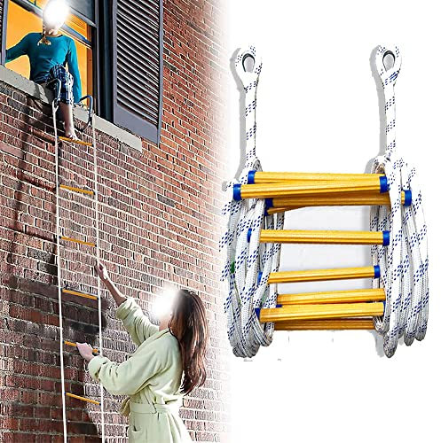 SHENGSHIYU Strickleiter Feuerwehr-rettungsleiter Feuerwehr-einsatzleiter Rettungs-strickleiter Mit Karabiner Zum Schnellen Einsatz Im Brand-/katastrophenfall,98FT(30M)