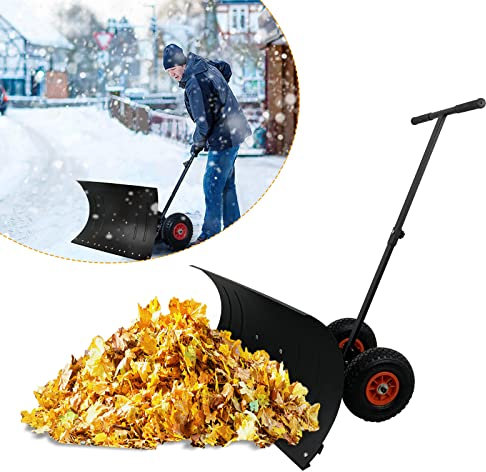 Yznahre Schneeschieber Schneeschaufel mit Rädern, Schneeschaufeln Komfortables Schneeräumen 5-Fach Schneeschild Schneeschild Schneeschieber Extra breite Schneepflug 74 cm
