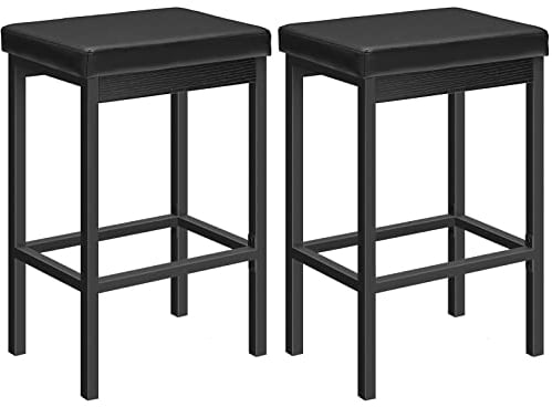 HOOBRO Barhocker 2er-Set, Barstuhl für die Küche, Küchenhocker 5 cm gut gepolsterte Sitzfläche, 63 cm hoch, einfache Montage, für Küche, Restaurant, Cafeteria, Theke, Schwarz EBB21BY01