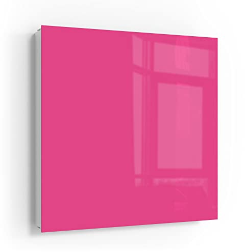 DEQORI Schlüsselkasten weiß | 30x30 cm | Unifarben - Rosa | Glas & Metall Schlüssel-Box | Schlüsselschrank mit 50 Haken + 2 Magnete | Moderne Design Box magnetisch & beschreibbar