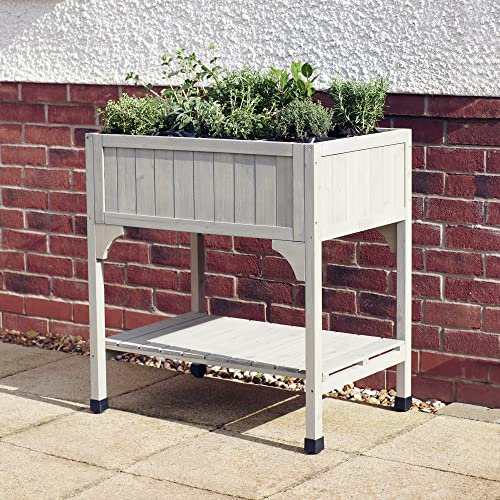 feel good Raised Herb Planter Wooden Box Planter Raised Bed Container for Herbs - 8 Lined Sections, Solid Wood Frame