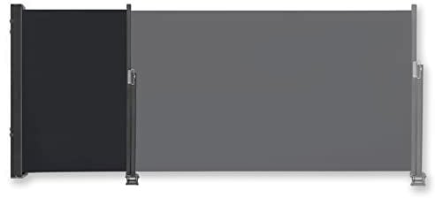 SUBTLETY 140x300cm Ausziehbar Gartensichtschutz Seitenmarkise Windschutz Markisen aus 180g/㎡ Polyester Mobile Sonnenschutz Wandmarkise Sichtschutz Gartenmarkise für Balkon Terrasse Patio (Dunkelgrau)