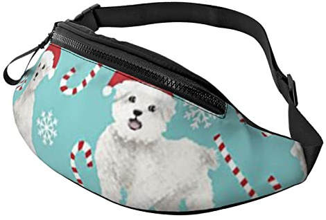 Niedliche maltesische Weihnachtsstoff-beiläufige Taillen-Fanny-Satz-Packung mit verstellbarem Riemen für Sport-Crossbody-Schultertasche-Brusttasche