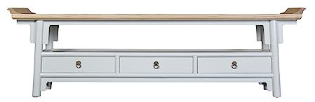 Fine Asianliving Chinesischer TV Bank Greige Qiaotou B180xT40xH55cm Chinesischer TV Schrank China Oriental Asiatique Fernsehschrank TV Regal TV Tisch TV Möbel TV Board