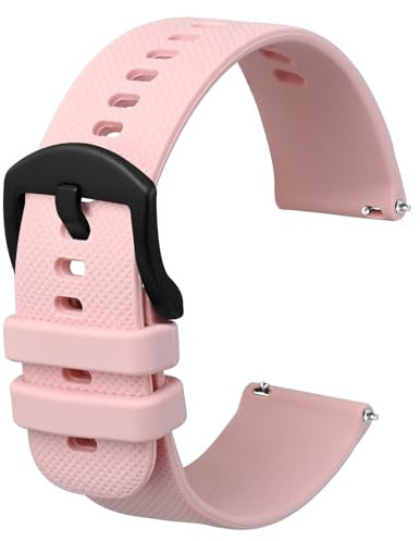 Anbeer Silicone Watch Band 20mm Quick Release Rubber Watch Straps for Men Women,Black Stainless Steel Buckle