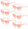 Occhiali da Sole a Cuore, 6 Pezzi Occhiali da Sole Vintage a Forma di Cuore, Occhiali a Forma di Cuore Rosa, Occhiali da Sole Vintage '70, Protezione UV400, per Feste Matrimoni Halloween